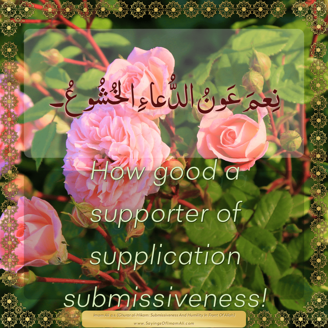 How good a supporter of supplication submissiveness!